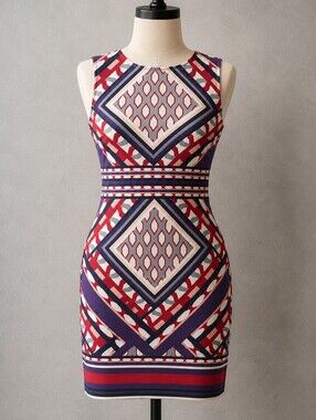 Venus Geometric Sheath Dress Women's Medium Purple Pink Sleeveless